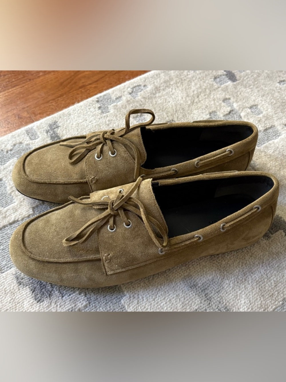 Women’s VINCE Marin Suede Boat Loafers in Olive-Brown, Size 10B, $175